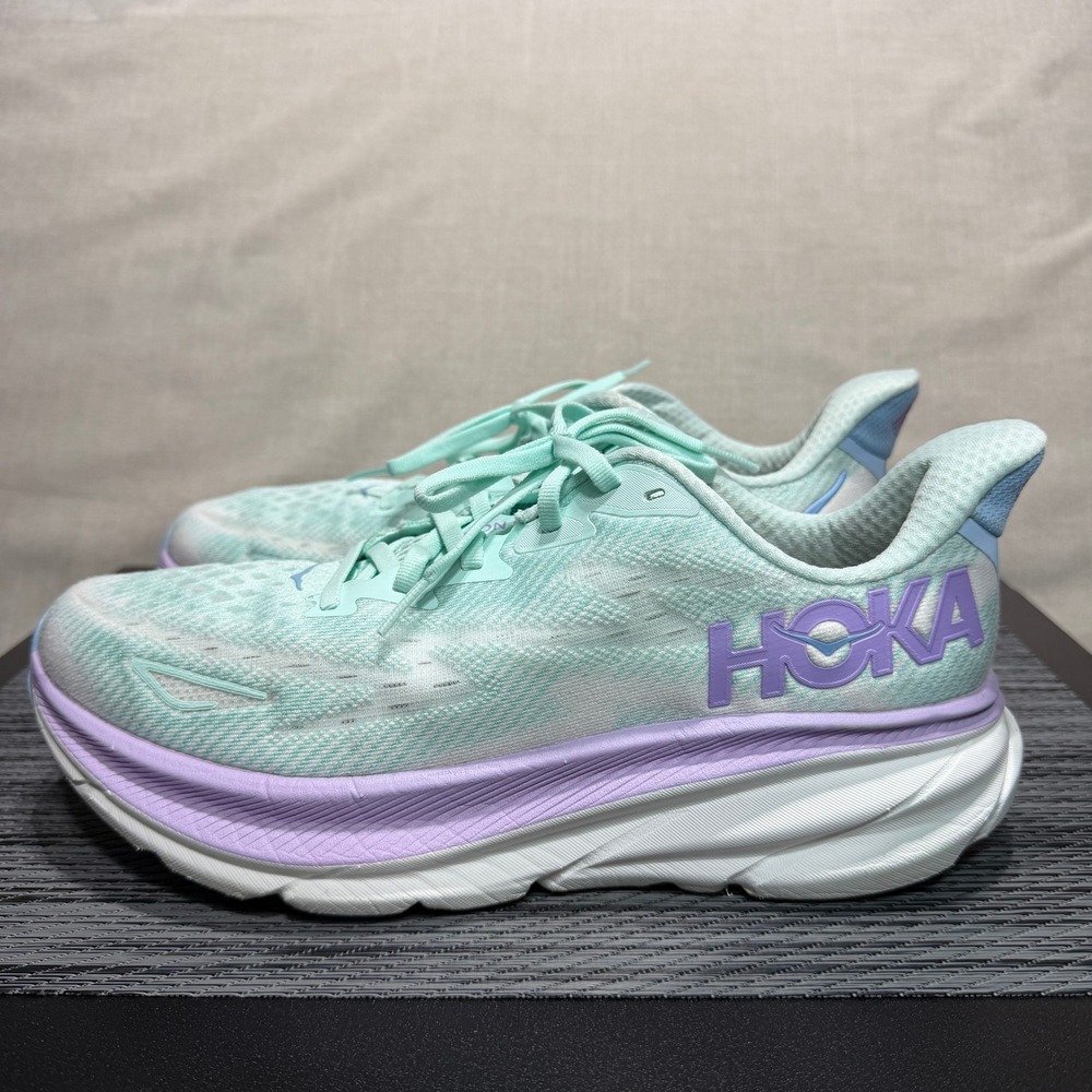 Hoka One Clifton 9 Running Shoes - Womens 10 - Sea Blue Purple 1127896 SOLM